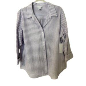 Liz Claiborne Blouse, Women's Lilac and White Striped - Size XL